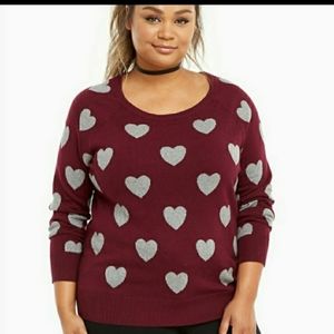 TORRID Marron Grey Heart Sweater Size 3